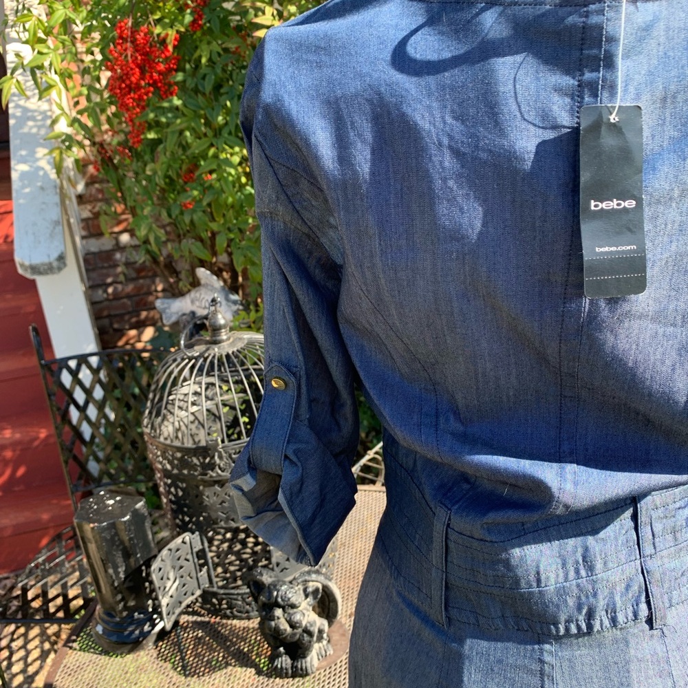 Bebe light weight navy denim romper , just like shorts and top put together - Picture 10 of 10